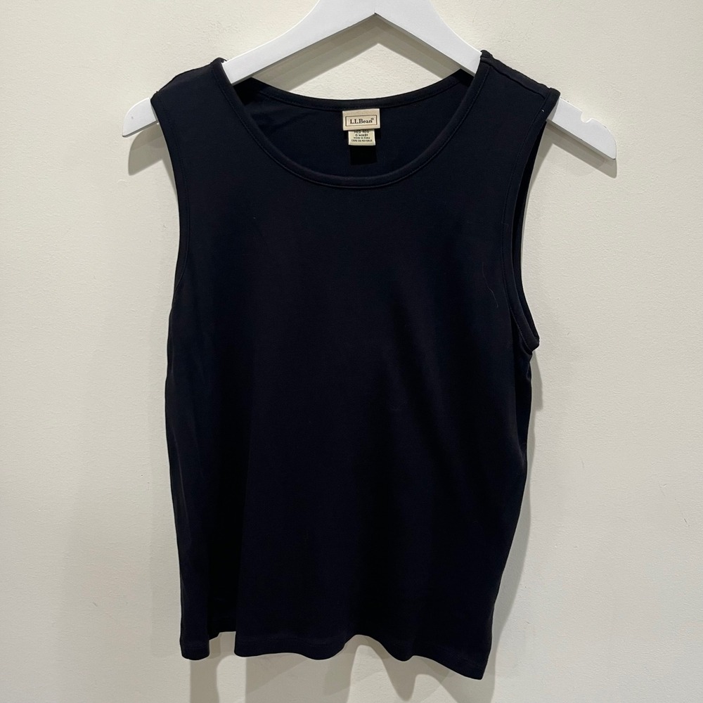 2 pc LL Bean Cardigan Tank Set Women Medium Black Supima Cotton Classic Capsule - Picture 4 of 8